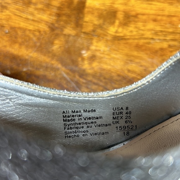 New Year’s Eve stilettos silver glam heels peek toe sexy Fioni sling backs - Picture 10 of 11